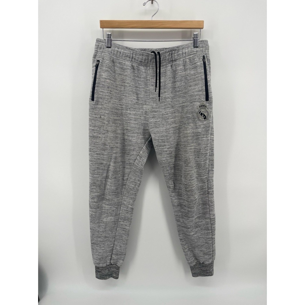 Real Madrid Jogger Sweatpants Gray Men's L/G Zip Pockets Drawstring